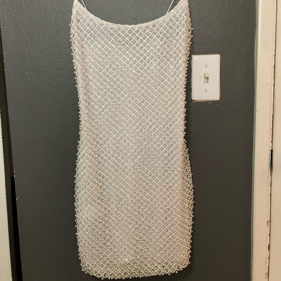 oh polly white embellished dress